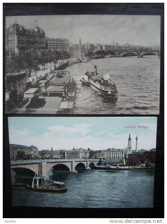 Serial Of 2 Cards - LONDON - Thames Embankment + London Bridge - +/- 1910 - Not Used - Lot 127 - River Thames