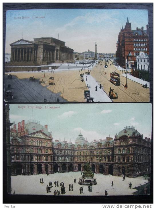 Serial Of 2 Cards - LIVERPOOL - Lime Straat + Royal Exchange - 1914 - Not Used - Lot 127 - Liverpool