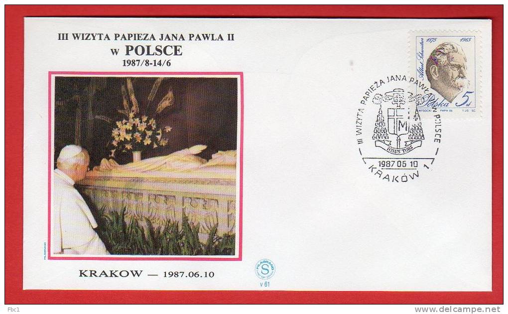 Pologne - Enveloppe Voyage Du Pape Jean Paul II  (Jana Pawla II) 8-14/06/1987 Krakow - Macchine Per Obliterare (EMA)