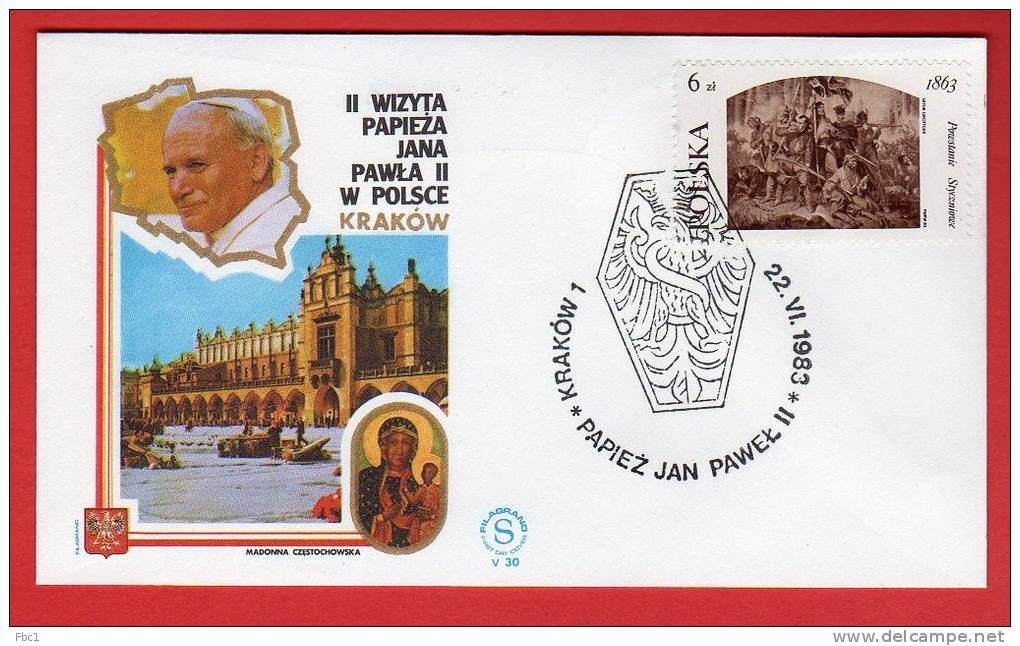 Pologne - Enveloppe Voyage Du Pape Jean Paul II  (Jana Pawla II) 1983  Krakow - Maschinenstempel (EMA)