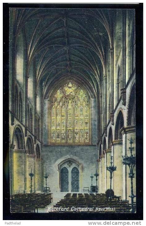 POSTCARD HEREFORD CATHEDRAL NAVE WEST FRITH EARLY COLOUR CARD CIRCA 1918 - Herefordshire