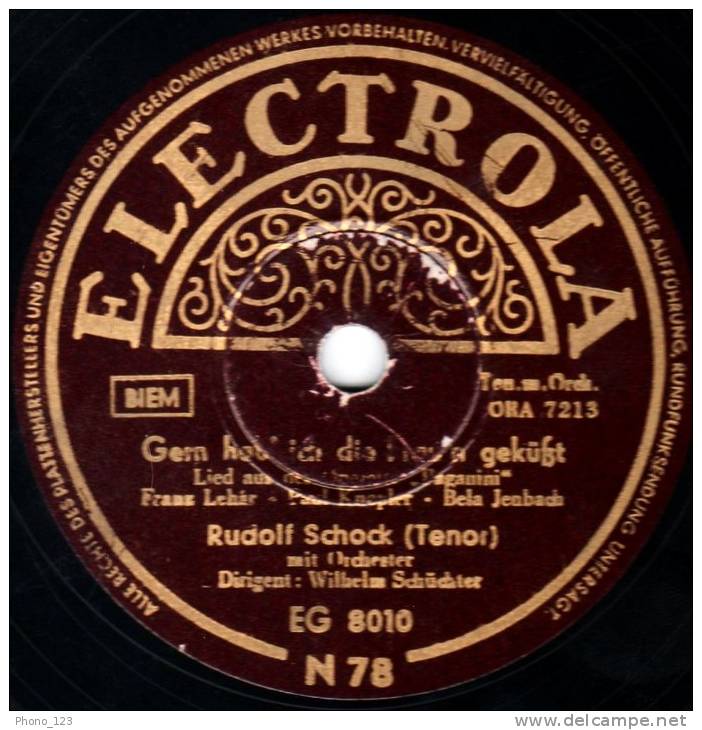 Disque 78 Trs - ELECTROLA EG 8010 - ALLEMAGNE - Rudolf Schock  (Ténor) - 78 Rpm - Schellackplatten