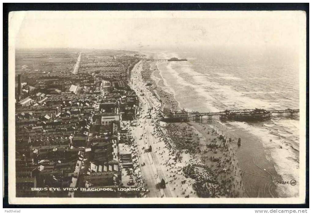 POSTCARD BLACKPOOL PIER BIRDS EYE VIEW  RPPC 1927 PROGRESS SERIES ECB NEATH DELIVERY ADDRESS - Blackpool