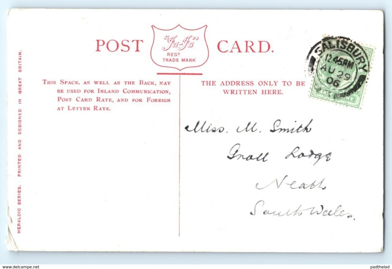 POSTCARD SALISBURY CREST SHIELD HERALDIC HERALDRY CIVITAS NOVAE SARUM 1905 - Salisbury