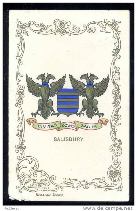 POSTCARD SALISBURY CREST SHIELD HERALDIC HERALDRY CIVITAS NOVAE SARUM 1905 - Salisbury