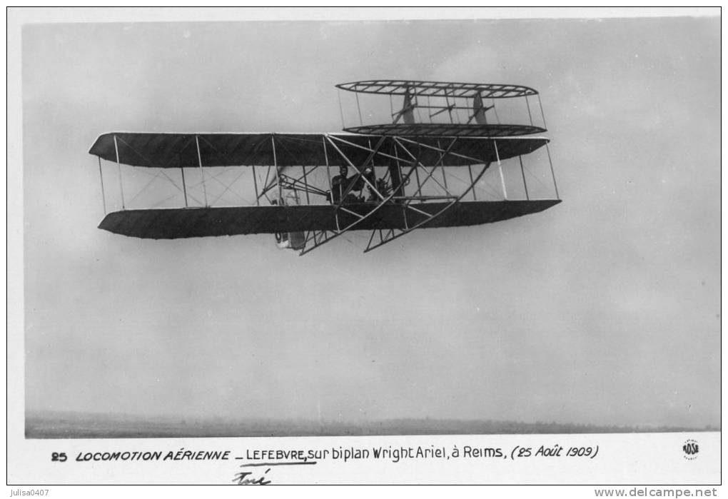 REIMS AVIATION Aviateur LEFEBVRE Avion Wright Ariel 1909 - Meetings