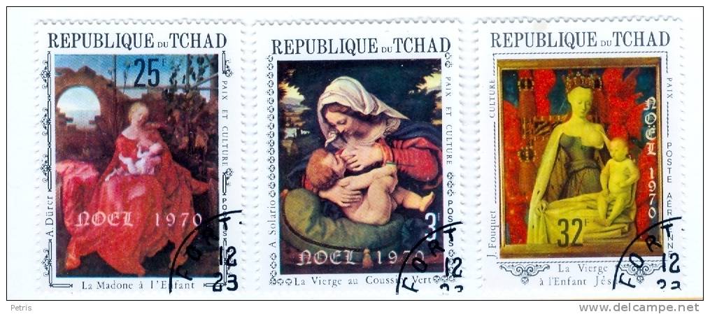 Tchad : Christmas 1970 Complete Set Of 3 Stamps Used - Lot. A24 - Ciad (1960-...)