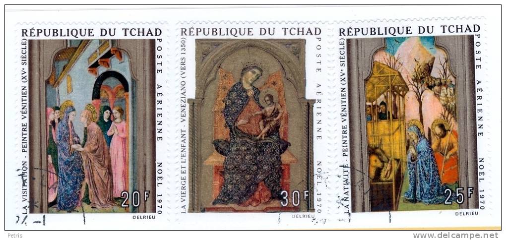 Tchad : Christmas 1970 Air Mail Complete Set Of 3 Stamps Used - Lot. A25 - Ciad (1960-...)