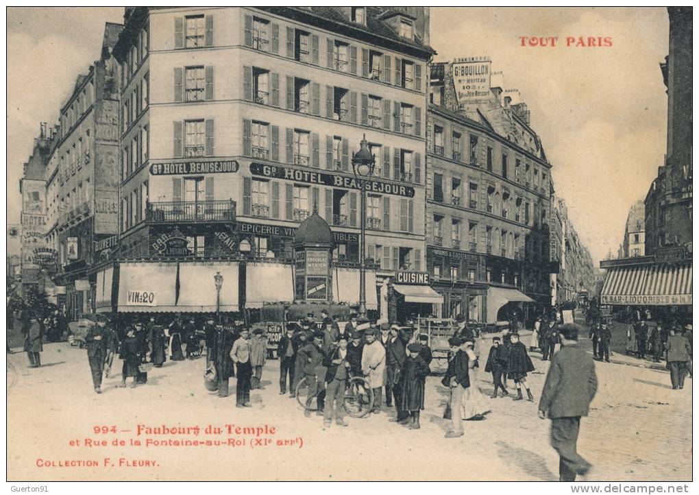 CPA (75)  PARIS XIe  /  Faubourg Du Temple Et Rue De La Fontaine-au-Roi  - - Arrondissement: 11