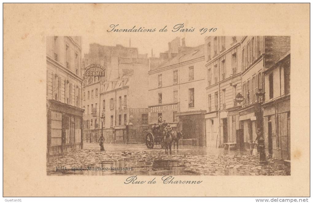 CPA (75)  PARIS XIe  /  Inondations De Paris 1910  -  Rue De Charonne  - - Arrondissement: 11