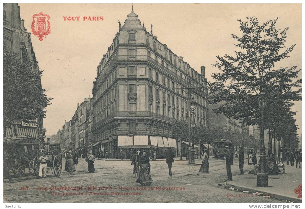 CPA (75)  PARIS XIe  /  Rue D' Oberkampf, Avenue De La République, Vue Prise De L'Avenue Parmentier  - - Arrondissement: 11