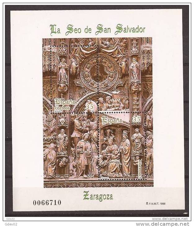 ES3595-LA890TH.España.Spa In  .Espagne LA SEO DE SAN SALVADOR ZARAGOZA. 1998.( Ed.3595**)LUJO - Blocks & Sheetlets & Panes