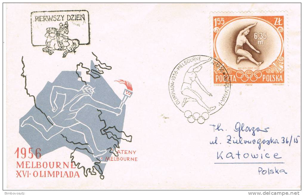 Polen FDC 12.12.56 - Weitspringerinn - - Ete 1956: Melbourne