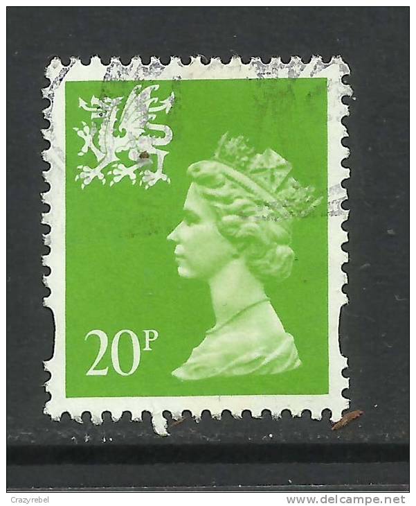 WALES GB 1996 QE2  20p BRIGHT GREEN USED STAMP SG W72 (J408) - Pays De Galles