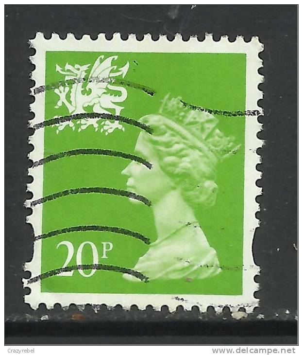 WALES GB 1996 QE2  20p BRIGHT GREEN USED STAMP SG W72 (J406) - Pays De Galles