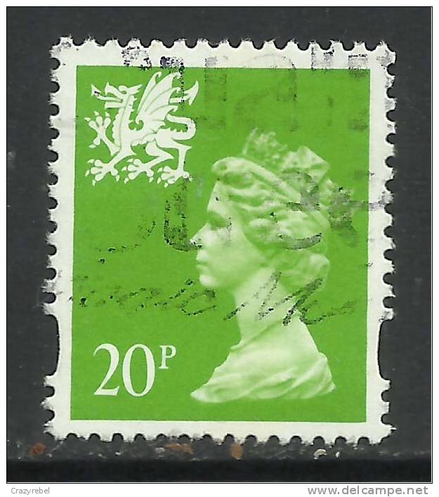 WALES GB 1996 QE2  20p BRIGHT GREEN USED STAMP SG W72 (J398) - Wales