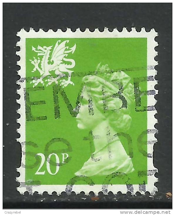 WALES GB 1996 QE2  20p BRIGHT GREEN USED STAMP SG W72 (J397) - Pays De Galles