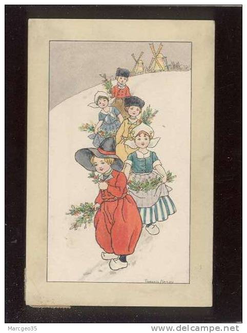 Groupe D'enfants Hollandais Venant De 2 Moulins à Vent Illustrée Par Florence Hardy Pas D'édit. - Hardy, Florence