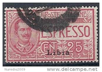 1915 LIBIA USATO ESPRESSO 25 CENT - RR9417 - Libya