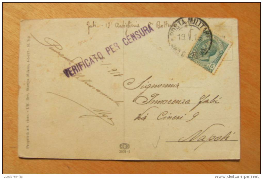 CARTOLINA POSTALE    Con Affrancatura -   I GUERRA   VIAGGIATA  18.01.1918  (6927) - Franchigia