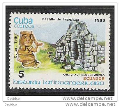 Q669.-.C U B A.-. 1986.-. EDIFIL # : 3206/20 .-. 10 STAMPS  .-. MNH .-. ARCHAEOLOGY .-. CENTRAL AND SOUTHAMERICA