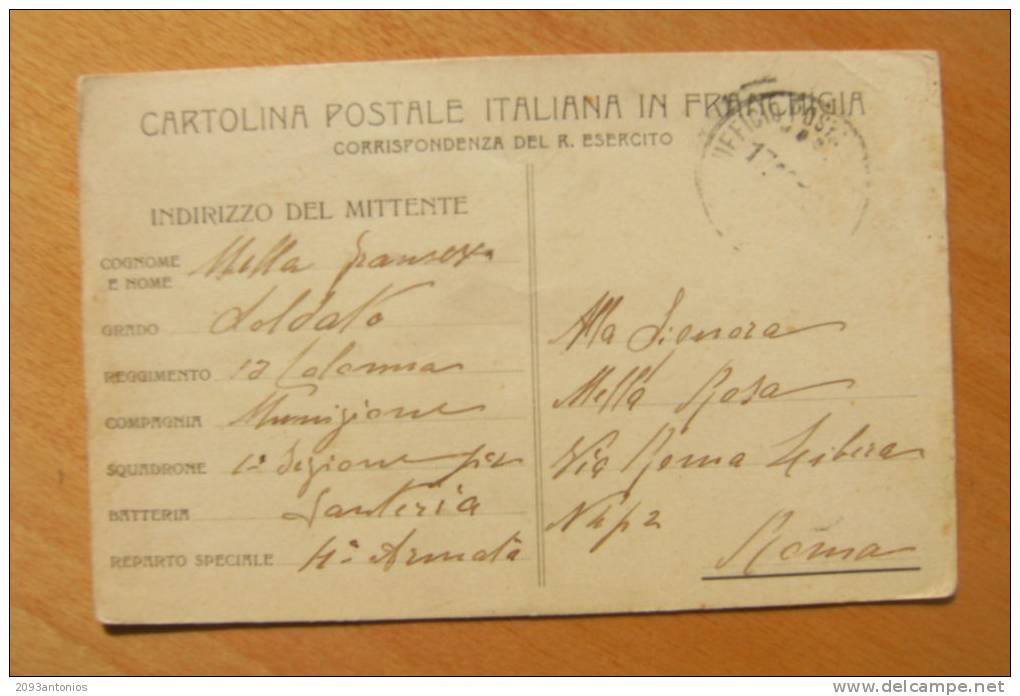 CARTOLINA POSTALE   IN FRANCHIGIA   -   I GUERRA   VIAGGIATA  18.10.1915  (6947) - Franchigia