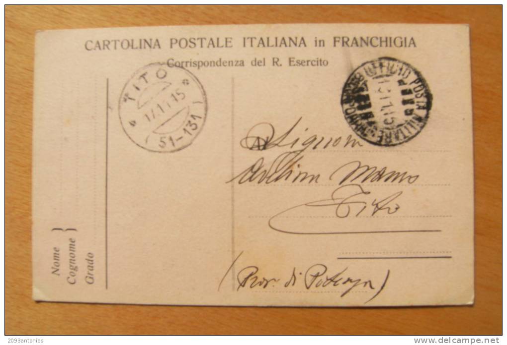 CARTOLINA POSTALE   IN FRANCHIGIA   -   I GUERRA   VIAGGIATA  13.11.1915  (6950) - Franchigia