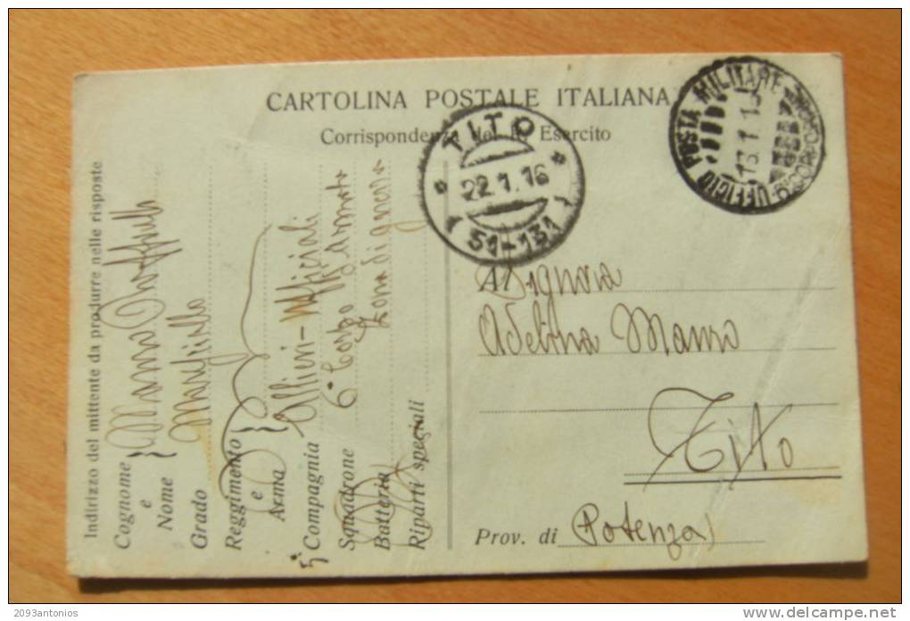 CARTOLINA POSTALE   IN FRANCHIGIA  -   I GUERRA   VIAGGIATA 22.01.16   (6960) - Portofreiheit