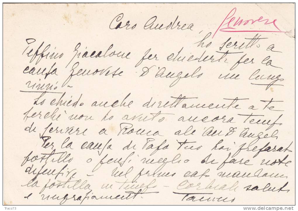 TRAPANI / PALERMO - Card / Cartolina  3.3.1943? - "Avv. Gaetano Buonocore"  - Imper. Cent. 30 - Publicité