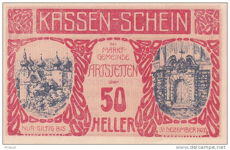 Notgeld 50 Heller  : ARTSTETTEN - Oostenrijk