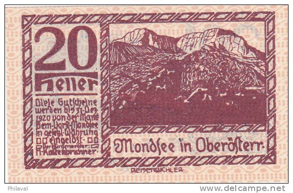 Notgeld 20 Heller  : MONDSEE IN OBERÖFTERR - Austria