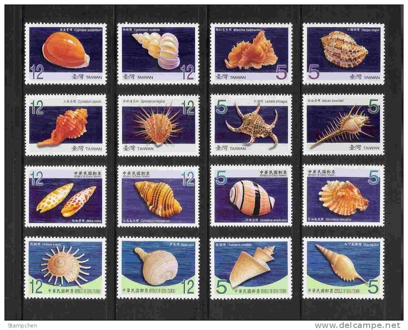 Taiwan 2007-2010 Complete Series Seashell Stamps (16v) Marine Life Fauna Shell Fauna - Collections, Lots & Series