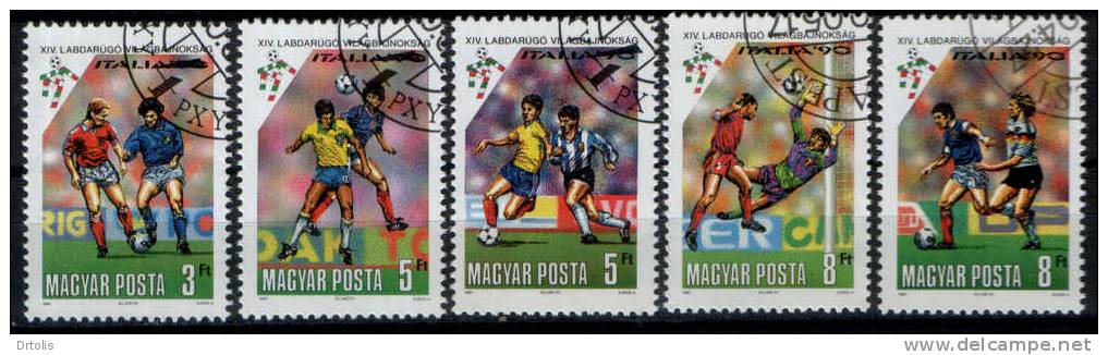 MAGYAR / ITALY / FOOTBALL WORLD CHAMPIONSHIP / ITALY 90 / 5 VFU STAMPS / 2 SCANS . - 1990 – Italië