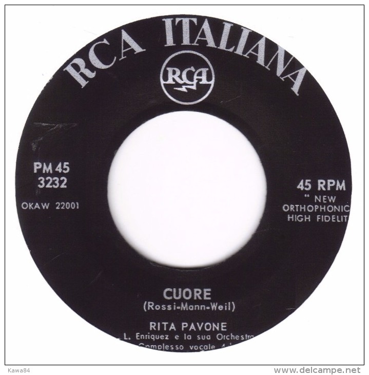 SP 45 RPM (7") Rita Pavone " Cuore " Italie - Altri - Musica Italiana