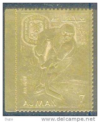 Ajman - J.O. (olympic Games) Grenoble 1968 - Timbre Or (gold Stamps) Hockey Sur Glace - Winter 1968: Grenoble