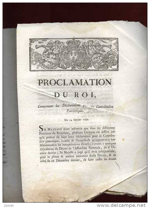 Lettres Patentes Du Roi Du 26 Décembre 1789 Concernant La Contribution Patriotique - Documents Historiques
