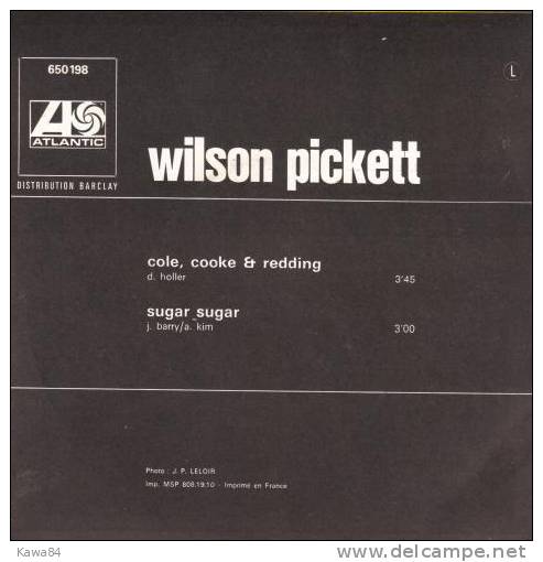 SP 45 RPM (7")  Wilson Pickett " Cole, Cooke & Redding " - Soul - R&B