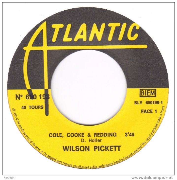 SP 45 RPM (7")  Wilson Pickett " Cole, Cooke & Redding " - Soul - R&B