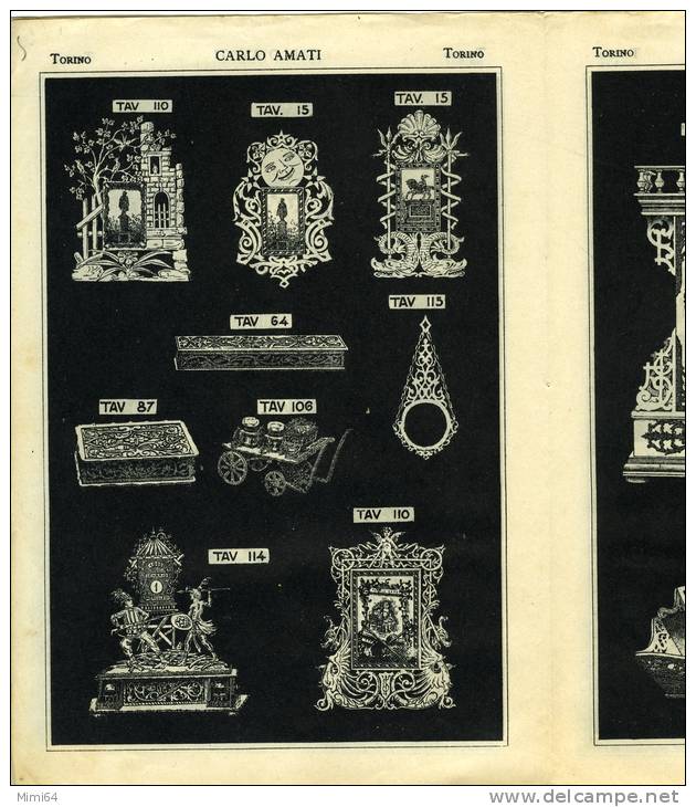 CATALOGUE DE PYROGRAVURE , DESSINS CROQUIS POUR LE DECOUPAGE DU BOIS CORNE CUIR ET METAUX .MAISON AMATI TORINO  ITALIEN - Décoration Intérieure