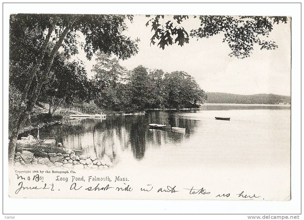 Long Pond - Falmouth - Back Is Written And Stamped In 1906 - Long Island