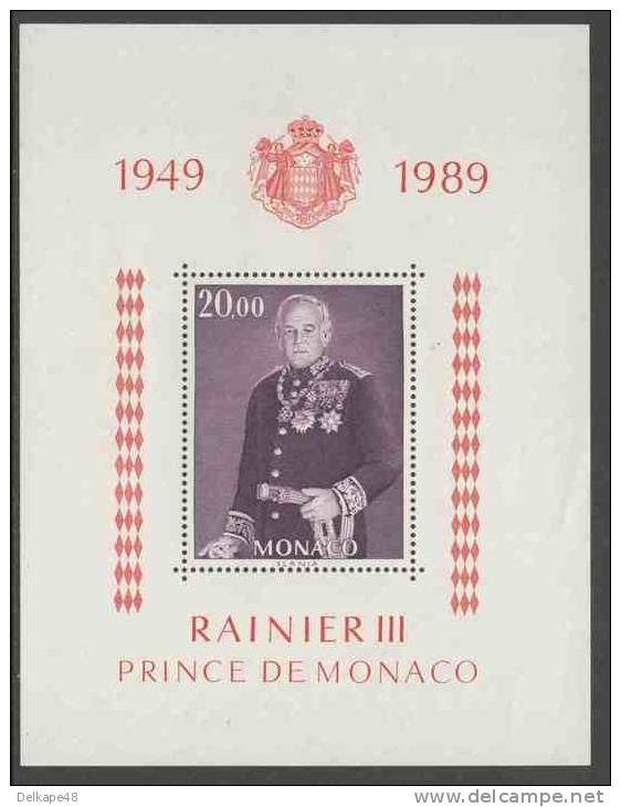 Monaco 1989 B43 - Mi 1918 YT 45 SG MS 1950* Rainier III, Prince De Monaco (1923-2005) / Fürst Rainier III - Ongebruikt