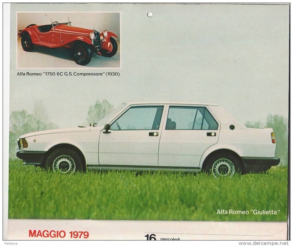 C0566 - CALENDARIO QUATTRORUOTE 1979 - AUTO NAZZARO/MERCEDES-BENZ/ALFA ROMEO GIULIETTA/BUGATTI/BMW/LANCIA/DILIGENZA POST - Formato Grande : 1971-80