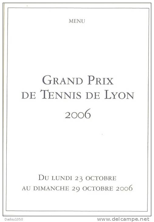 MENU Grand Prix De Tennis De Lyon 2006 - Menus