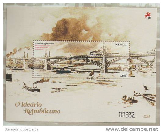 Portugal Encarte Centenaire Republique Bloc Pont Chemin De Fer Tirage Numeroté 2010 ** Folder Special Print Bridge Train - Ungebraucht