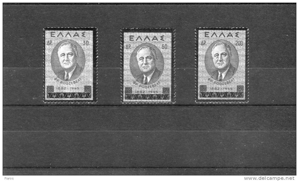1945-Greece- "Franklin D. Roosevelt"- Complete Set MH/MNH - Neufs