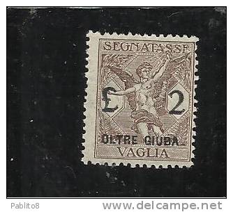 OLTRE GIUBA 1925 SEGNATASSE VAGLIA  LIRE 2 MNH - Oltre Giuba
