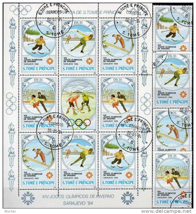 Winter-Olympiade 1984 Thomas-/ Prinzen-Insel 869/2 Plus Kleinbogen O 29€ Ski-Lauf Bloque Sport Olympic Sheet Bf Sao Tome - Winter 1984: Sarajevo