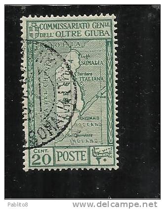 OLTRE GIUBA 1926 ANNESSIONE 20 C TIMBRATO - Oltre Giuba