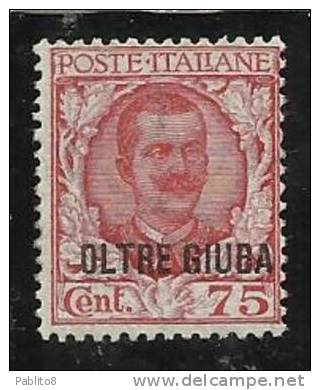 OLTRE GIUBA 1926 SOPRASTAMPATI DEL REGNO 75 C MNH - Oltre Giuba