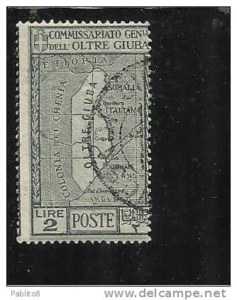 OLTRE GIUBA 1926 ANNESSIONE LIRE 2 TIMBRATO - Oltre Giuba